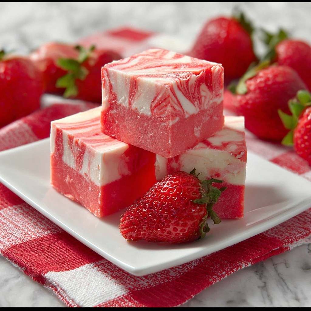 Strawberry Swirl White Chocolate Fudge Recipe - Recipe Image