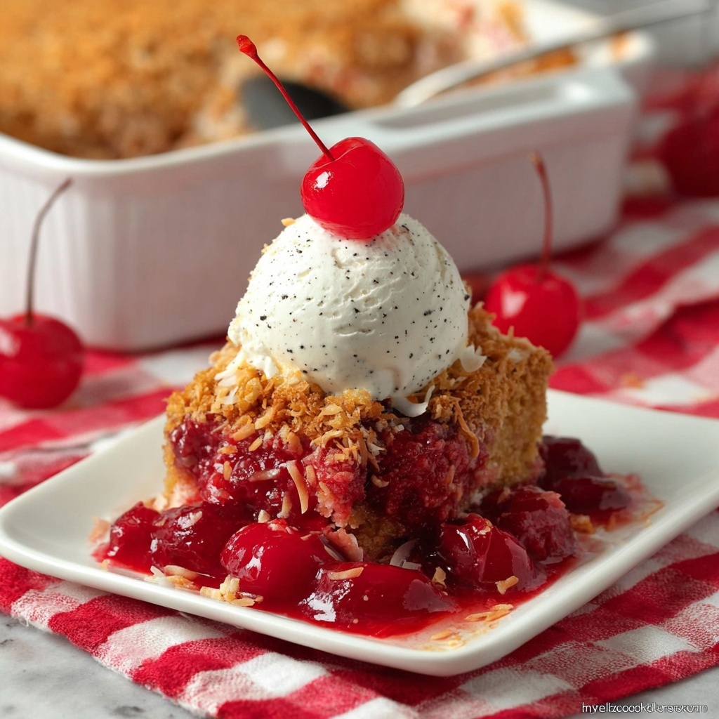 Instant Pot Pina Colada Dump Cake with Cherry Recipe - Recipe Image