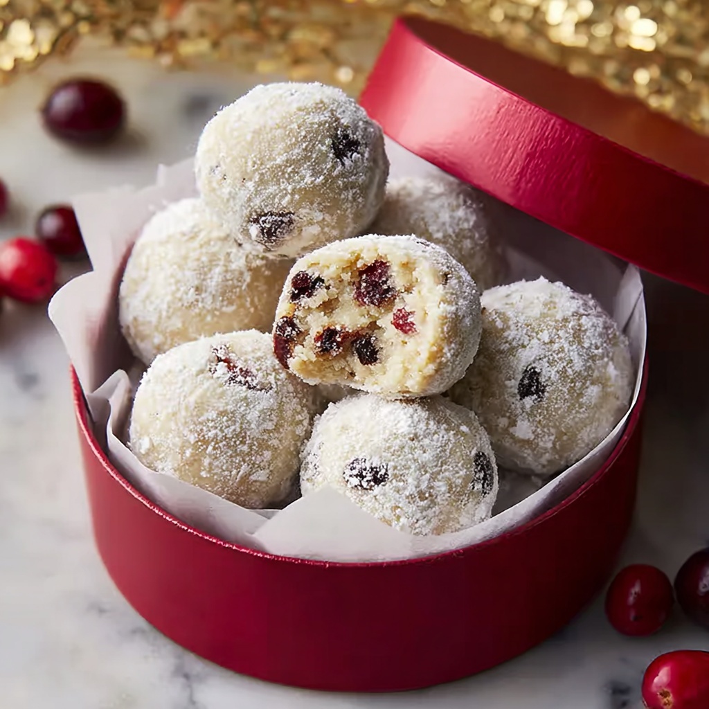 Irresistibly Buttery Cranberry Orange Snowball Cookies Recipe - Recipe Image