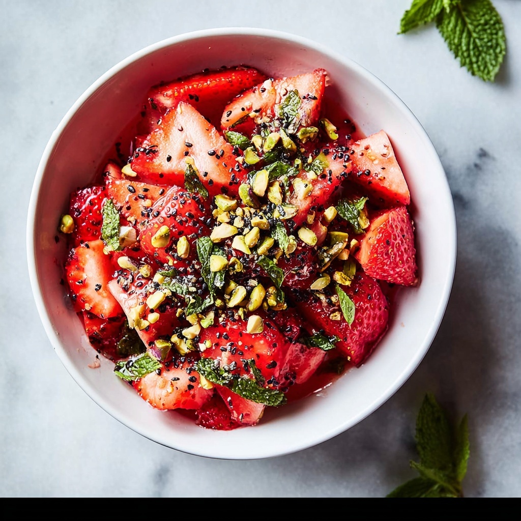 Strawberry Fruit Salad with Mint and Pistachios Recipe - Recipe Image