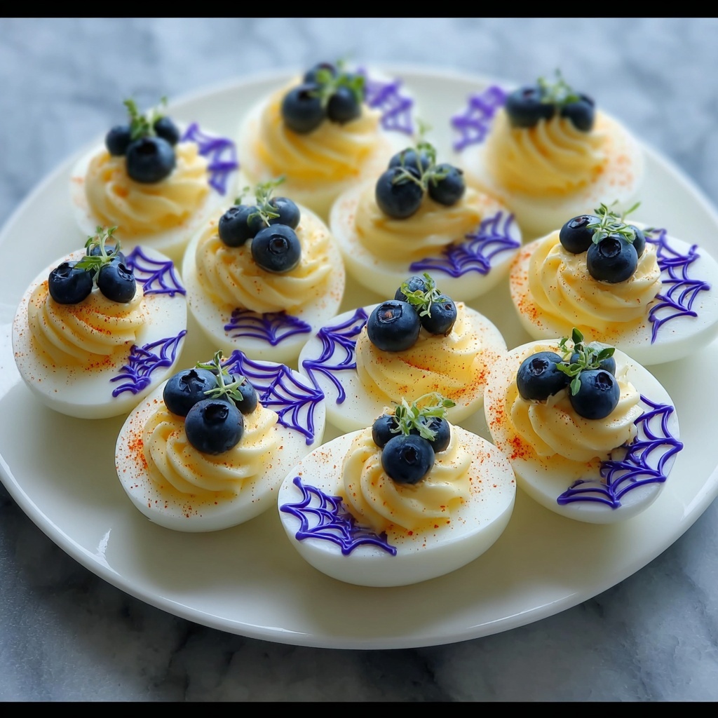 Spider Web Deviled Eggs Recipe - Recipe Image
