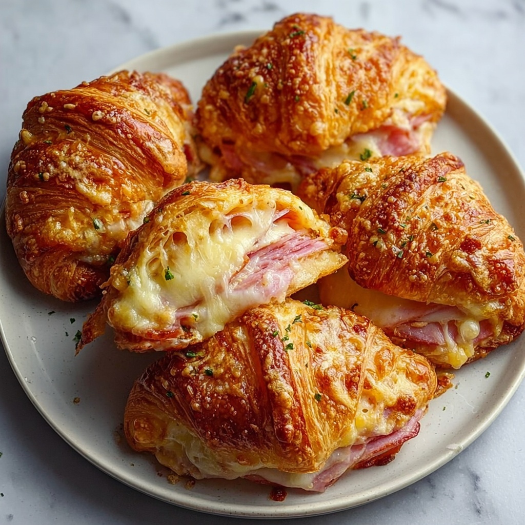 Oven-Baked Ham and Cheese Croissants Recipe - Recipe Image