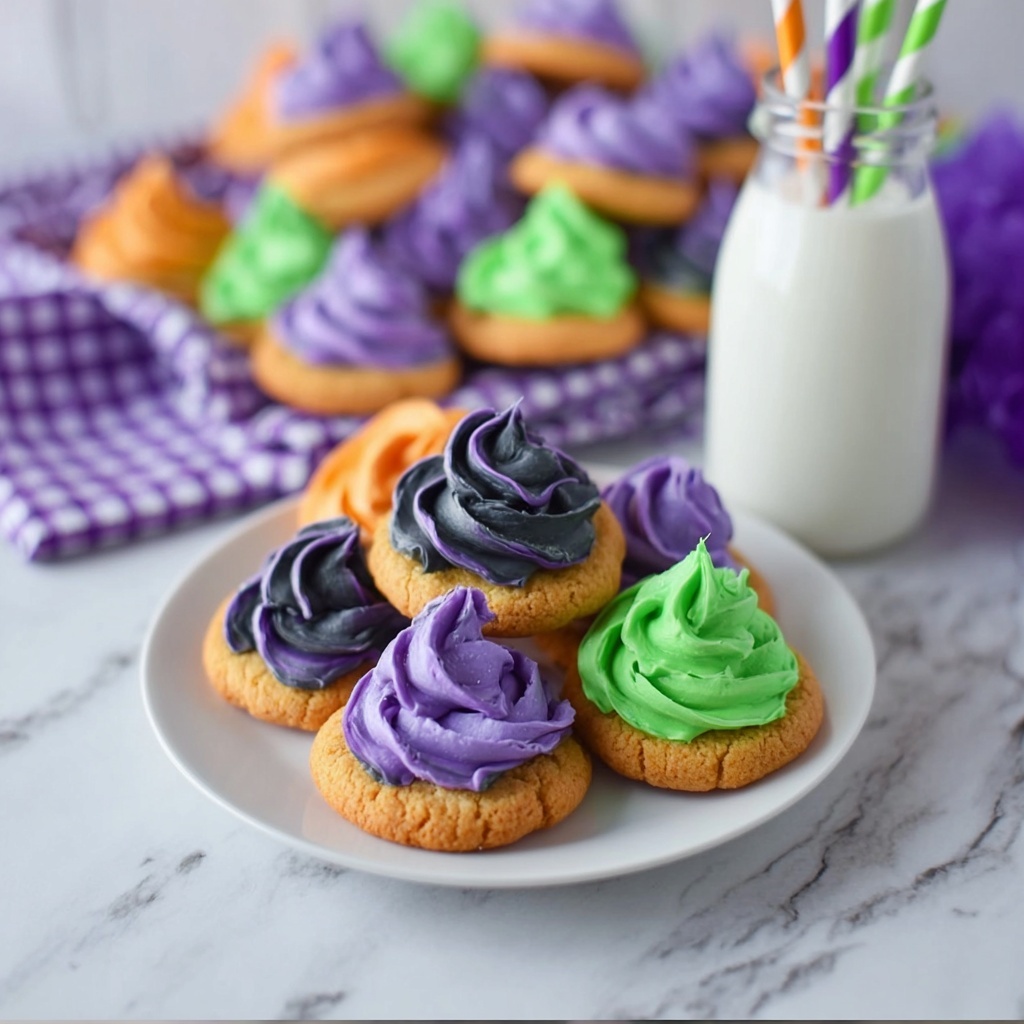 Halloween Crinkle Cookies with Colorful Frosting Recipe - Recipe Image