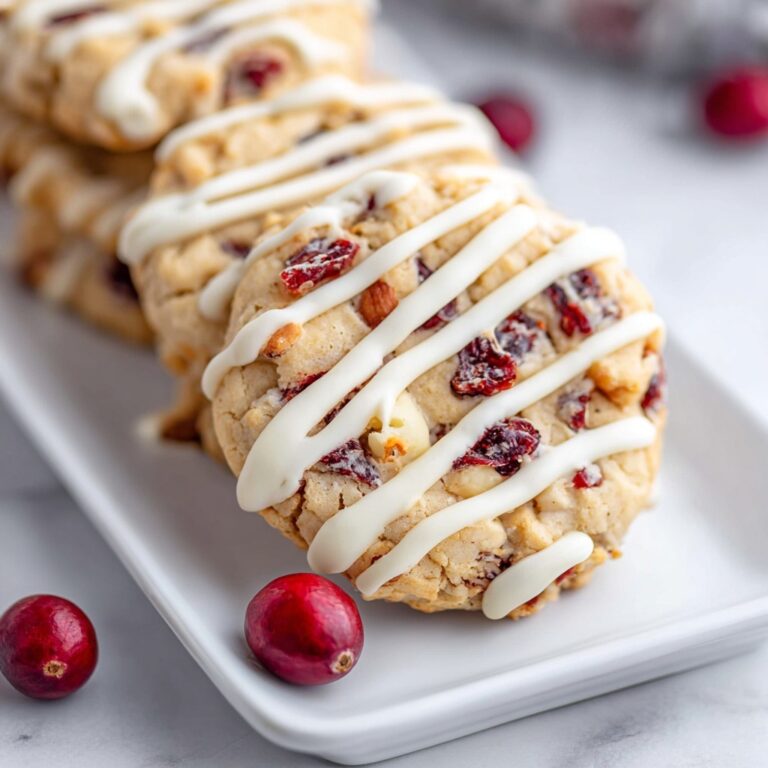Cranberry Shortbread Cookies with White Chocolate Drizzle Recipe