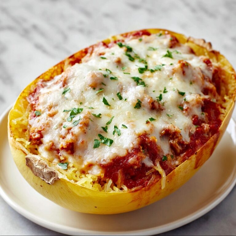 Stuffed Spaghetti Squash with Savory Meat Sauce and Cheesy Toppings Recipe