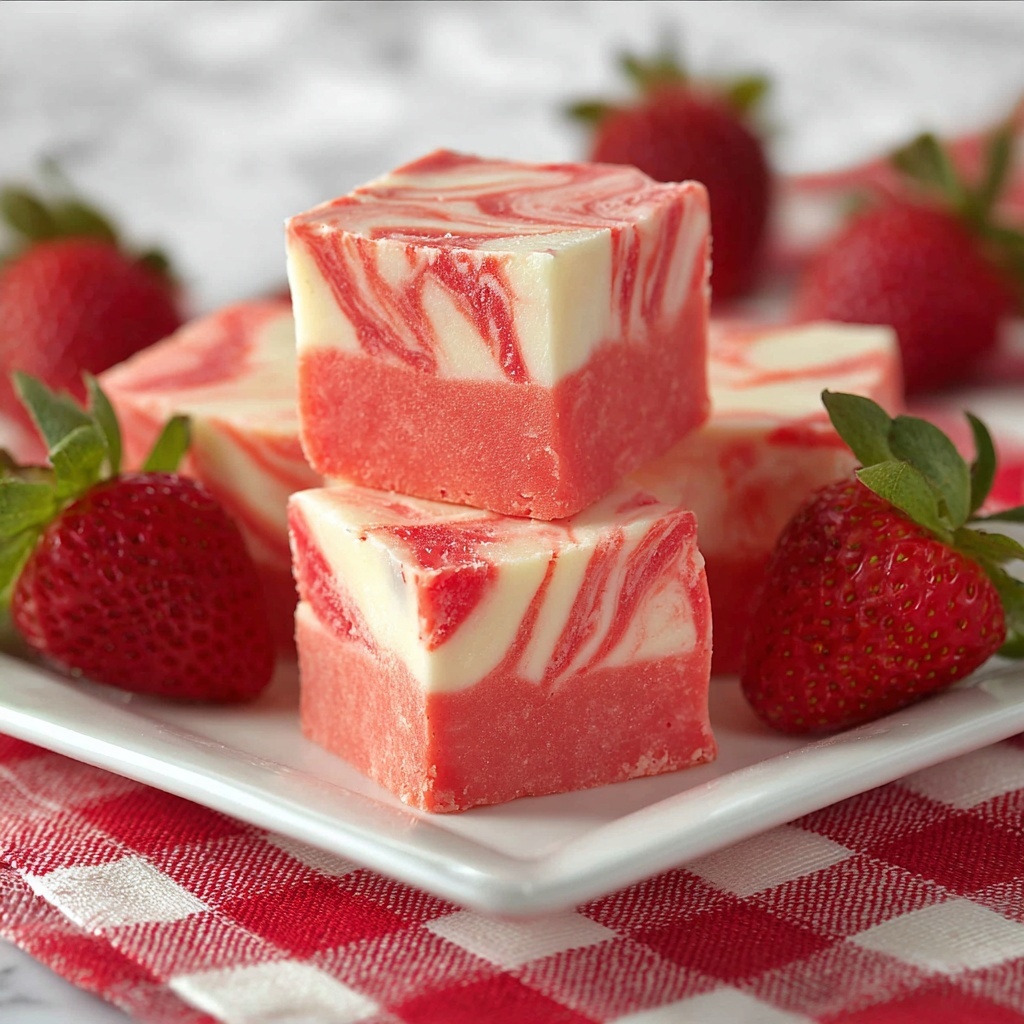 Strawberry Swirl White Chocolate Fudge Recipe - Recipe Image