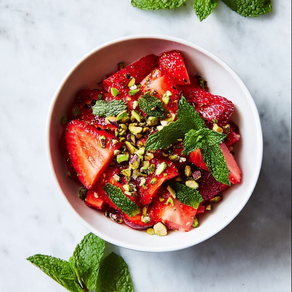 Strawberry Fruit Salad with Mint and Pistachios Recipe - Recipe Image