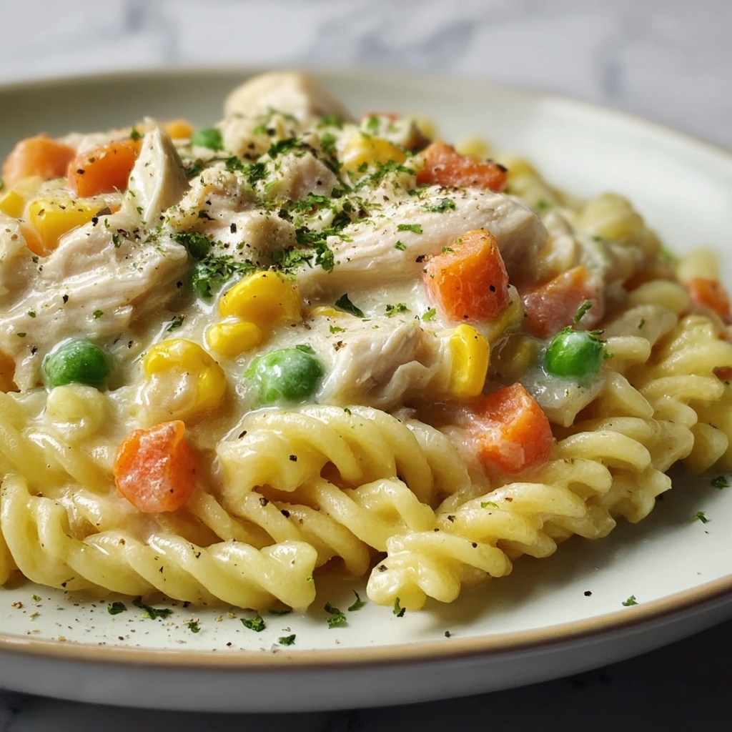 Creamy Chicken Pot Pie Pasta Recipe - Recipe Image