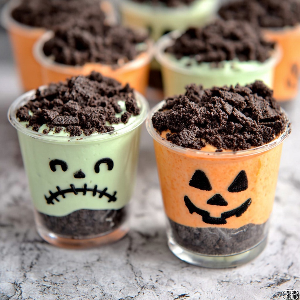 Halloween Pudding Cups with Oreo Cookie Faces Recipe - Recipe Image