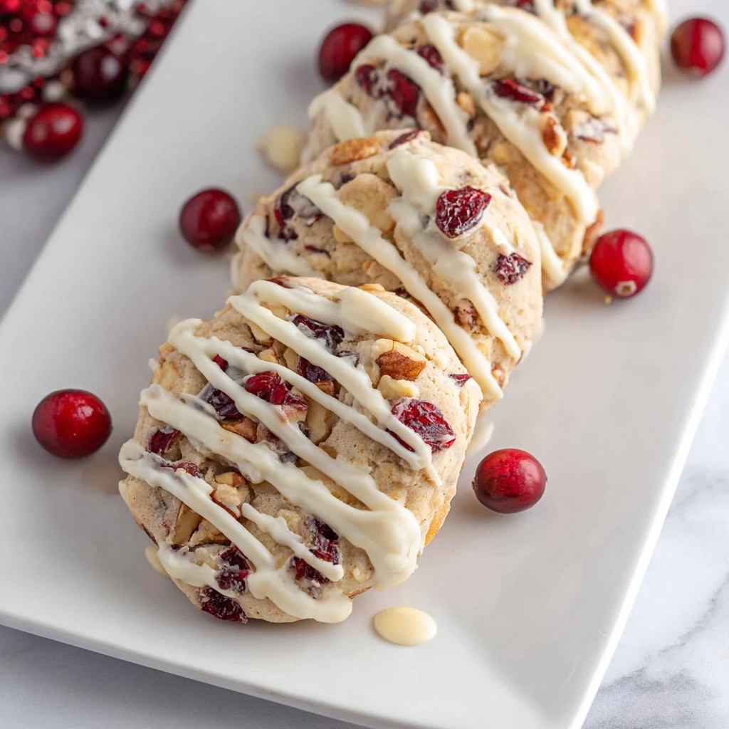 Cranberry Shortbread Cookies with White Chocolate Drizzle Recipe - Recipe Image