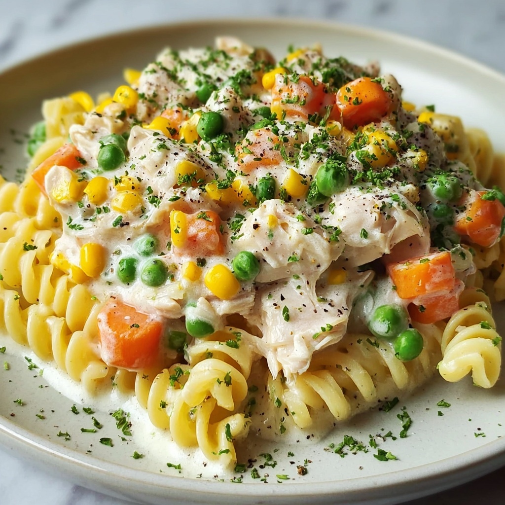 Creamy Chicken Pot Pie Pasta Recipe - Recipe Image