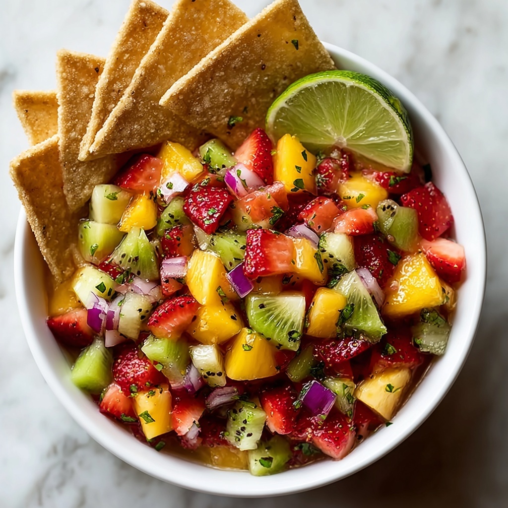 Fruit Salsa with Cinnamon Sugar Tortilla Chips Recipe - Recipe Image