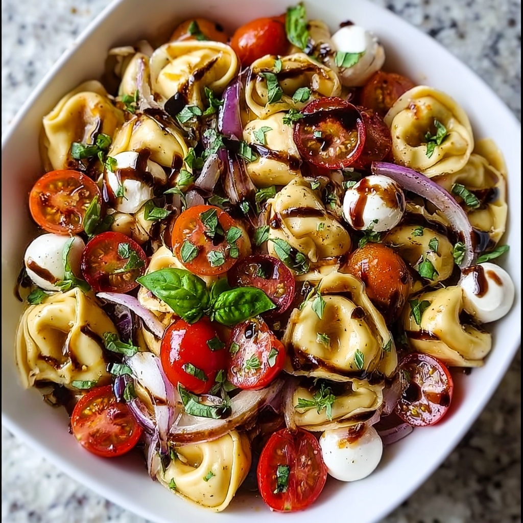 Tortellini Caprese Pasta Salad with Balsamic Glaze Recipe - Recipe Image
