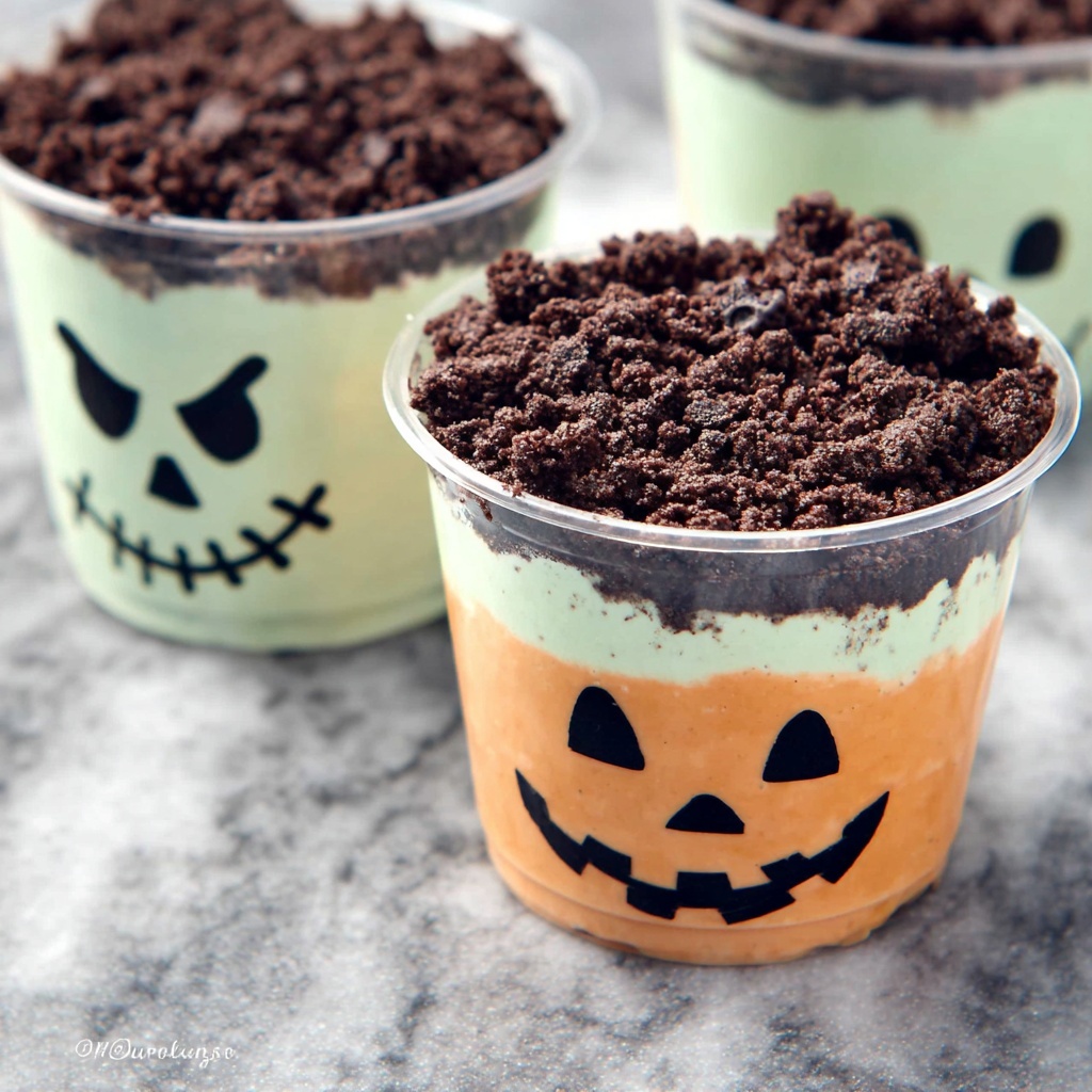 Halloween Pudding Cups with Oreo Cookie Faces Recipe - Recipe Image