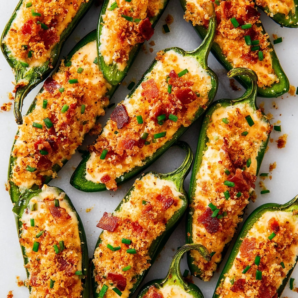 Baked Jalapeño Poppers with Cheddar, Bacon, and Crispy Panko Topping Recipe - Recipe Image