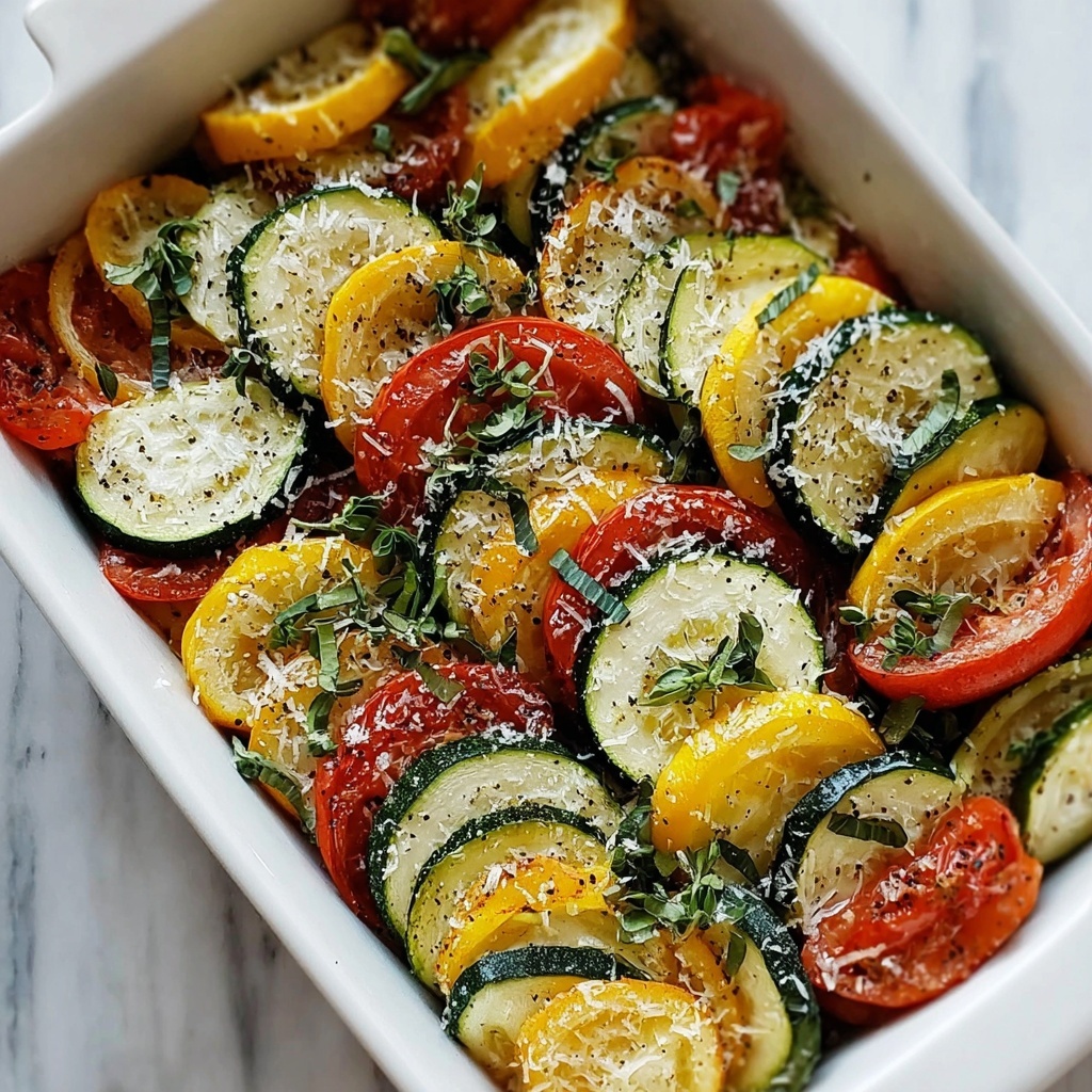 Roasted Garlic Parmesan Zucchini, Squash, and Tomato Medley Recipe - Recipe Image