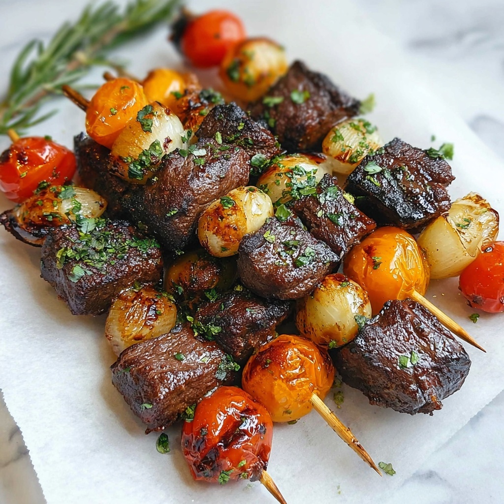 Rosemary Garlic Steak Kebabs Recipe - Recipe Image