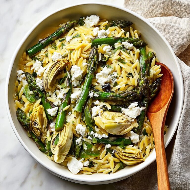 Orzo Salad with Asparagus, Artichoke Hearts, and Feta Recipe