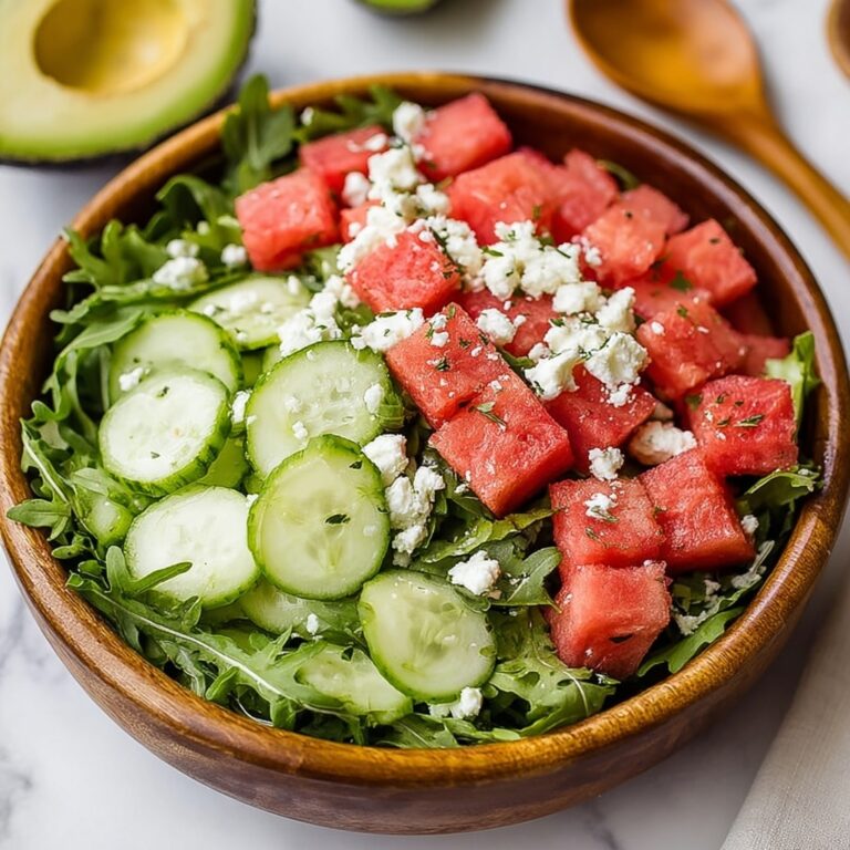 Watermelon Salad with Feta, Cucumber, and Lime Dressing Recipe