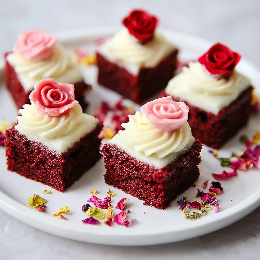 Mini Red Velvet Brownies with Vanilla Bean Cream Cheese Frosting Recipe - Recipe Image