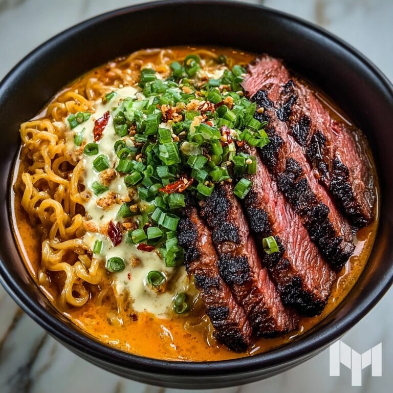 Spicy Korean Ramen with Grilled Beef & Creamy Gochujang Sauce Recipe