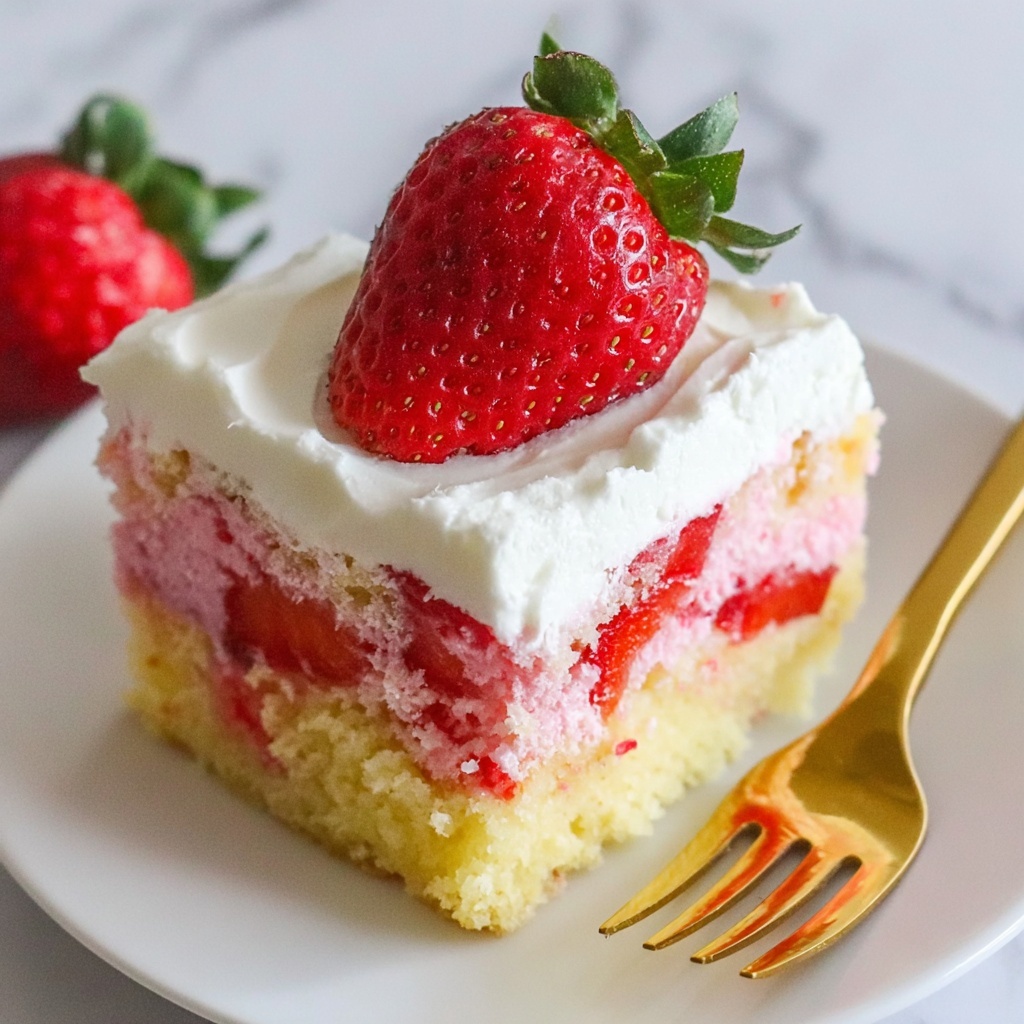 Strawberry Jello Poke Cake Recipe - Recipe Image