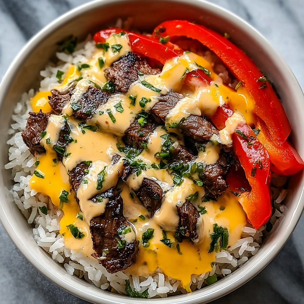High Protein Philly Cheesesteak Rice Bowls Recipe - Recipe Image